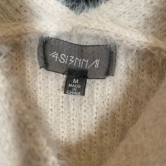 Anthropologie 4SI3NNA Stephy Cross-Front Sweater Blush-Ivory Fuzzy M - Picture 4 of 6